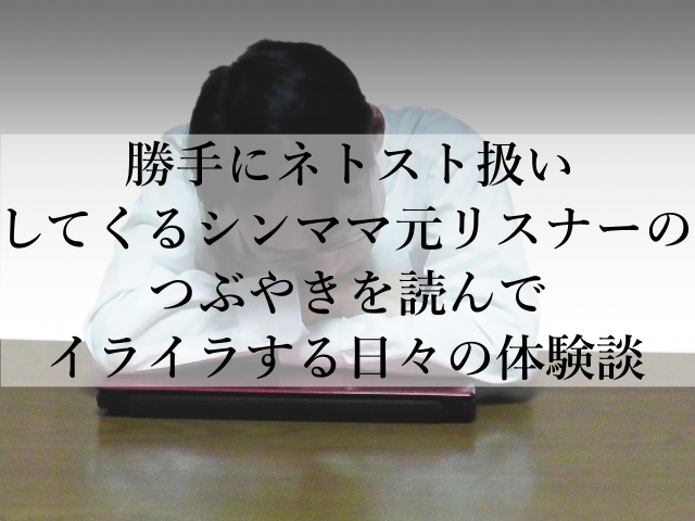 勝手にネトスト扱いしてくるシンママ元リスナーのつぶやきを読んでイライラする日々の体験談